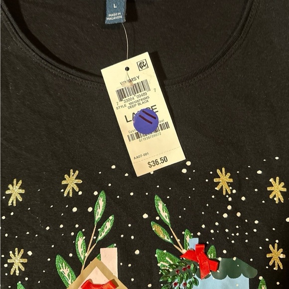 Karen Scott, ladies size Large Christmas, long sleeve shirt, NWT - Picture 3 of 3